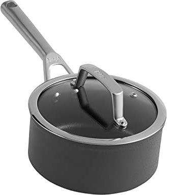 Ninja ZEROSTICK Premium Cookware 20cm Saucepan with Glass Lid, Long Lasting, Non-Stick, Hard Anodised Aluminium, Induction Compatible, Oven Safe to 260°C, Grey, C30220UK