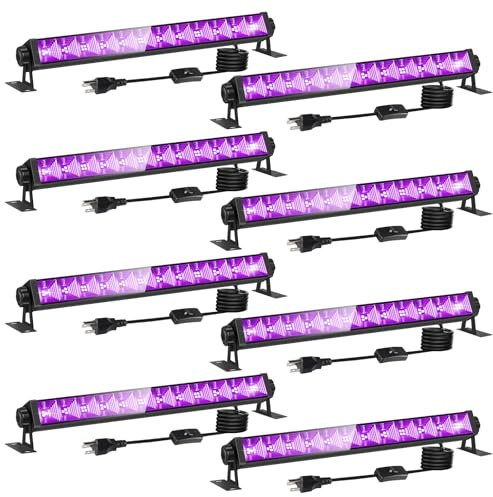 8 Pack 40W LED Black Light Bar, Black Lights Light Up 4000ft² with Switch+Plug+6ft Cord, for Glow Party Supply, Halloween, Bedroom, Body Paint, Fluorescent Party