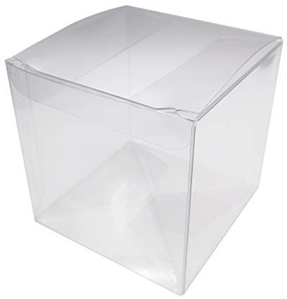 Gechtas 20 Stück PET-Geschenkboxen, kristallklar, 10x10 cm, lebensmittelecht, 0.3 mm dick, automatische Verriegelung, einfach zu montieren, Partygeschenke (20 Stück, 10x10x20 Stück) 10 cm)