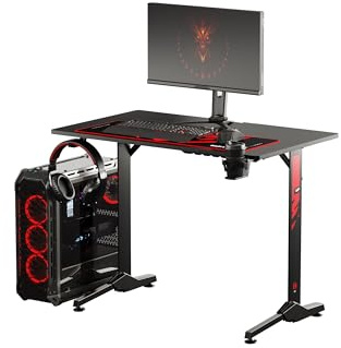Diablo X-Mate Bureau de Gaming 100 x 75 x 60 cm PC Gamer Ergonomique Carbone Crochet pour écouteurs Porte-Gobelet