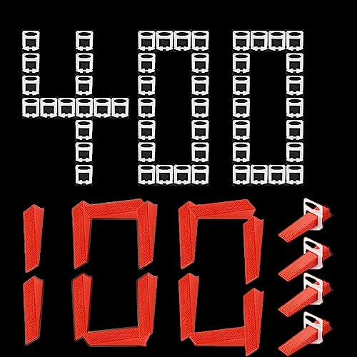 500Pzs Kit de Sistema de Nivelación de Azulejos 300Pzs Clips Espaciadores de 3,0mm + 100Pzs Cuñas Azulejos Reutilizables Sistema de Nivelación de Baldosas para Nivelación de Piso (100+400 3,0mm)