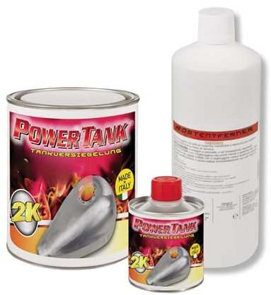 Power Tank – Do-it-Behandlung repariert, regeneriert und schützt Tanks – KIT Medium 700 Gramm – Für jeden Tank für Autos, Motorräder, Roller, Oldtimer wie Vespas, Motorrad-Reinigungssets, Rostschutz