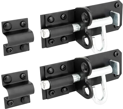 IRONTITE 2 Pack Black Brenton Bolt Gate Bolt 100mm (4), Ideal Door Bolt Lock for Gates, Sheds, Barns etc. Heavy Duty Gate Lock Bolts. Garden Gate Bolts for Wooden Gates Including Fixings.