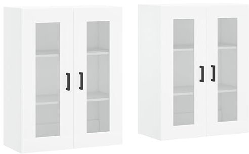 vidaXL Wandschrank 2 STK., Hängeschrank mit viel Stauraum, Sideboard für Wohnzimmer, Schrank Wandmontage Lagerschrank Kommode, Skandinavisch, Weiß Holzwerkstoff