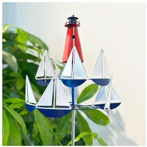 Roue des Vents Deco Jardin, Moulin à Vent Metal (200/175/150/125/100 Cm Hauteur RéGlable) DéCoration De Style Nautique Moulin à Vent Decoration De Jardin