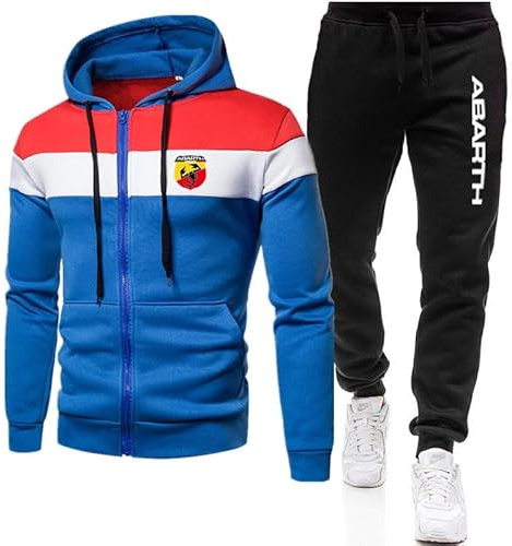 GIOPSQ Herren Trainingsanzug Set Jogginganzug Ab-Arth Kapuzenjacke mit Reißverschluss + Hose Sportbekleidung Asual/A/L