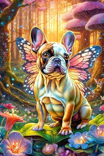 Hund Diy 5D Diamant Malerei_Französische Bulldogge Diamond Painting_Kreuzstich-Set, Handgefertigt, Diamant-Stickerei, Mosaik, Heimdekoration (Size : 40x60cm)