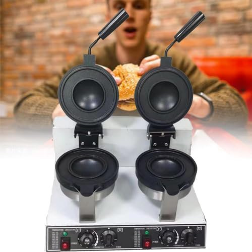 Qiang Gofreras Sandwichera Electricas 1300W,Máquina para Hacer Hamburguesas Antiadherente Giratoria 180°,Molde Hamburguesas Caseras Acero Inoxidable Comercial,Doublehead