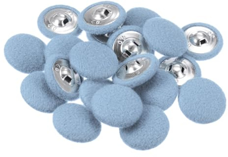 QUARKZMAN 20 Stück Stoffbezogene Knöpfe 25mm Runde Plüsch Bezogene Metall Knopf Stoff bedeckt mit Metallschaft Nähknöpfe Bastelknöpfe zum Nähen Basteln für Anzüge Strickjacke, Hellblau
