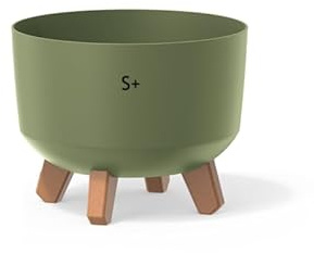 MELTOM Blumentopf Schale mit Füßen Einsatz Blumenschale Kräutertopf Übertopf (Grün, S+ 23,5cm)
