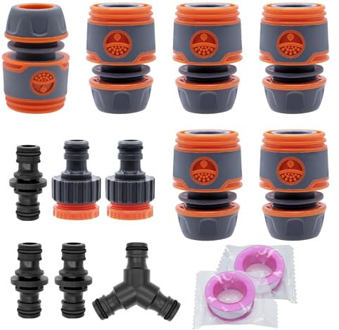Piuluvor® 14 Stück Schlauchkupplung Set, 1/2 Zoll Kupplung Gartenschlauch Verbinder I/Y Schlauchverbinder 3/4 Zoll Gartendapter Schlauchanschluss für Familie Garten