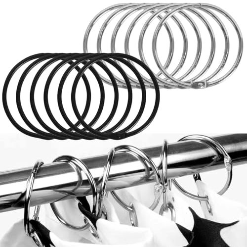 24 Pcs 50 mm Anillos de Cortina para Abrir, Anillas para Cortina de Ducha de Metal, Anillo para Barra de Cortina de Ducha Redonda, Ganchos para Cortina de Ducha, para Cortinas, Baño, Archivadores