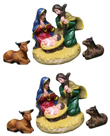 Cabilock 6 STK Jesus-Ornament Heilige Religiöse Statue Katholische Heilige Familienstatue Kirchendekor Krippe Drinnen Weihnachtssto Maria Figur Tierfiguren Weihnachten Dekorativ Harz