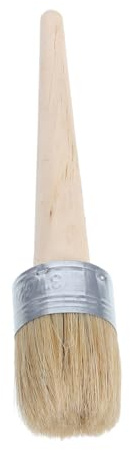 Pinceau Rond 50mm en Bois et Poils Naturels pour Cire | Brosse à Cire Beige, Crée Texture, pour Chaises et Murs au Style Vintage