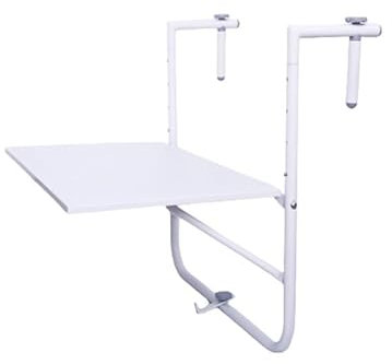 Balkongeländertisch, Balkontisch zum Aufhängen an einem Geländer, klappbarer Balkon-Stehtisch für den Außenbereich, verstellbar, für Terrassen, Gärten und Promenaden, klappbarer Terrassentis
