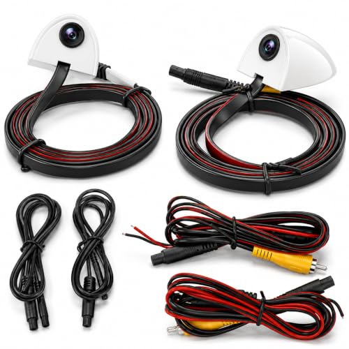 Culnflun HD Rückfahrkamera, Auto Seitentür Sicht Toter Winkel Kamera, Nachtsicht-Assistent Bandmontage IP67 wasserdichte Linke Rechte Seitenansicht-Kamera für Auto-Überwachungssystem (Weiß)