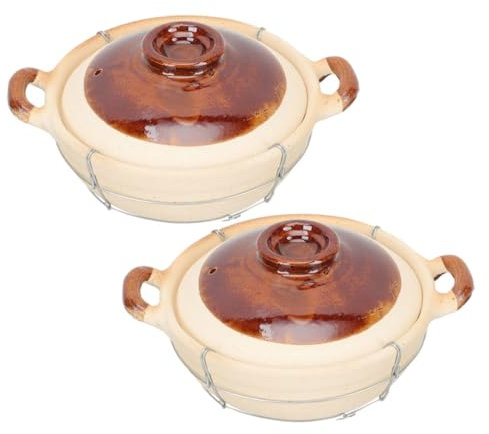 Alipis 2pezzi Casseruola Con in Terracotta Pentola Argilla Resistente Alle Temperature Casseruola Per Forno Profonda Pentola Per Zuppa Con Piccola Per Cottura