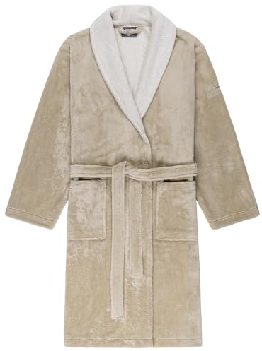 LOOKS BY WOLFGANG JOOP Bademantel M, Bademantel Damen Frottee, Frauen Morgenmantel Beere mit Schalkragen, hochwertige Baumwollmischung
