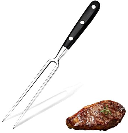 Forchetta da Carne con Manico, Forchetta da Barbecue, Forchetta da Carne in Acciaio Inox, Forchetta per Barbecue in Acciaio Inossidabile, per Barbecue, Cucina, Tacchino, Arrosto, Cena(Nero)