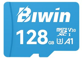 Biwin MS100 MicroSDXC UHS-I Speicherkarte 128GB - Lesen bis zu 100MB/s - A1 V30 U3 4K UHD Videos für Videoaufnahmen von Smartphones/Tablets/Digitalkamera Canon Sony