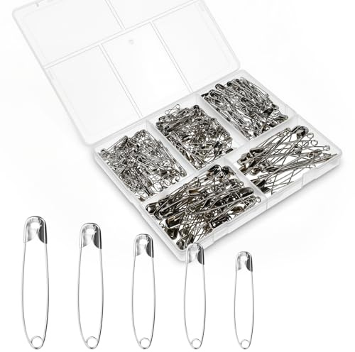 Sicherheitsnadeln Klein 300 Stück Groß Sicherheitsnadeln Sicherheitsnadel Safety Pins Set Mini Sicherheitsnadelns für Kleidung Home School Büro und DIY
