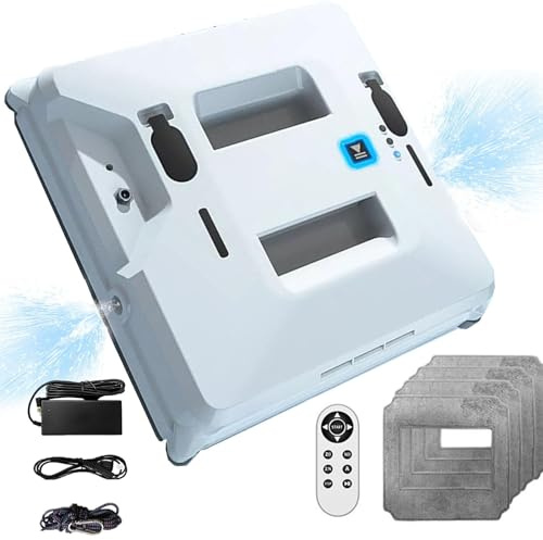 Robot lavavetri 3000pa Pulitore Automatico - Doppio spruzzo d'Acqua, Pulitore per vetri, Pulitore 3000pa - Telecomando/4 Panni/Sfregamento a Secco e a Umido - per Esterni/Interni grattacieli
