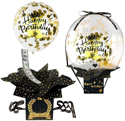 Geldgeschenke Geburtstag, Überraschungsbox Geburtstag mit Ballons, DIY Verpackung für Geldgeschenke, Kreative Verpackung für Geburtstagsüberraschungen, Perfekte Geschenkidee für Familie und Freunde