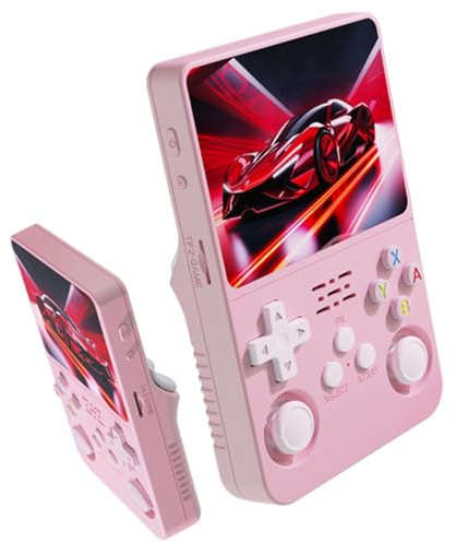 R36S Retro Handheld Game Console - Cute Pink 64GB with 15,000+ Classic Games, 3.5 High-Res IPS Screen Portable Gaming Player, Linux Open Source System, for Kids Adults