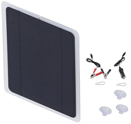 KIMISS Panel Solar, Placa de Cargador de Celda de 6 W, 12 V, Fotovoltaico Monocristalino de 20 W para Cargar Automóvil, RV, Teléfono Móvil, Batería de Energía Fuera de la Red, Caravana y Cualquier