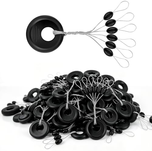 QEQSHQO Gummiperlen Angeln 120 Stück Schwarz Oval – Schnurstopper & Gummistopper für Posen, Sinker & Boilie, Zuverlässiger Angelschnur Halt