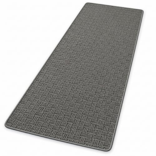 Floordirekt Teppichläufer Monaco Anthrazit 80x400 cm - Läufer für Küche, Flur & Wohnraum - Feinschlingen Teppich - rutschfest & Antistatisch