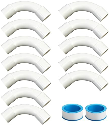 12 stycken M25-rörbågar, PVC-installationsrör, 90° kabelrör med 2 stycken teflonband, vattentätt och tätt, lämpligt för vattenledningar, nätverkskabel och industriella installationer