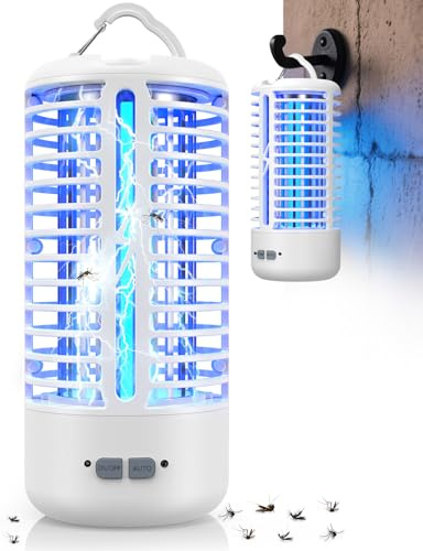 Dnenellr Lampe Anti-Moustique, Piège à Mouches Électrique (Blanc) | Anti Moustique Électrique, UV LED Rechargeable USB, Résistante à l’Eau IPX4, Piege a Moustique pour Intérieur et Extérieur