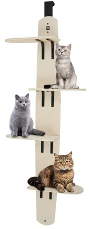 4 Ebenen Türhängender Katzenkletterer Katzenbaum, Katzentreppe Platzsparend Katzen Aktivitätskratzbäume für Türstärke 40/45 mm und Türspalt >3 mm, Für Haushalte, Tierhandlungen und Katzencafés