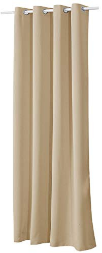 WOLTU Verdunklungsvorhänge mit Ösen Gardinen Blickdicht 135x245cm Champagne | Blickdichter Verdunklungsvorhang 250g/m² schwerer Thermovorhang Hitzeschutz für Wohnzimmer Schlafzimmer 245cm Lang (1 Stück)