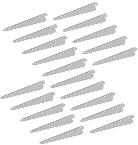 Emuca - Regalwinkel für Leistenprofil, doppelte Bohrung, Durchlass 32 mm 470mm, Set aus 20 Stück, Weiß, 170 mm