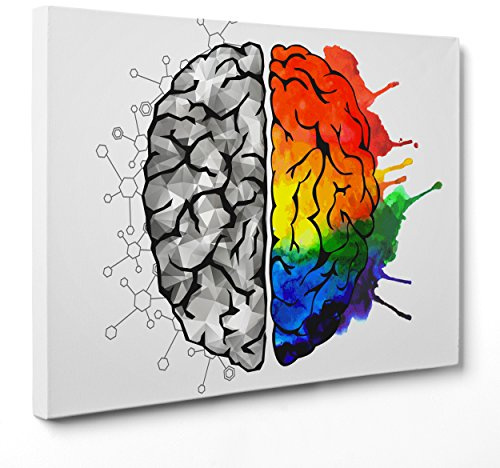 QUADRO SU TELA CANVAS - INTELAIATO - PRONTO DA APPENDERE - Cervello Idea Concept - Psicologia - Brainstorm - 30x40cm - Senza Cornice - (cod.2856)