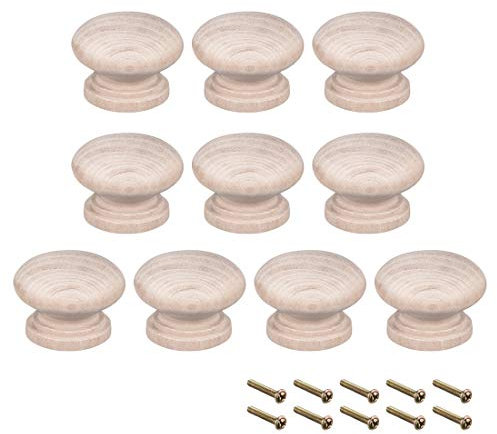 sourcing map 10Stk Runde Holzknöpfe Holz Sprühfarbe Küche Möbel Kabinett Zuggriffe für Kleiderschublade Kleiderschrank 35mm Dmr M4 Innengewinde Polieren