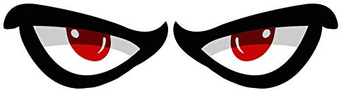2 autocollants MANIAC EYES - 1 paire de stickers yeux maniaques - Pour voiture, moto, casque, mobylette, scooter, résistant au lavage en station de lavage