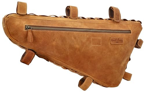 Gusti Fahrradtasche Leder - Roger V. Rahmentasche Ledertasche Vintage Look Fahrradzubehör Braun