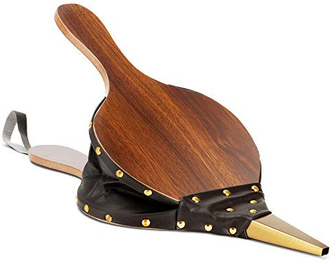 Kerykwan Fuelle de chimenea de 17 x 7.5 pulgadas, boquilla fundida grande de madera para acampar al aire libre, barbacoa, parrilla, chimenea, bomba de soplado de mano, accesorios con correa para