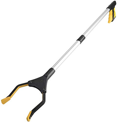 Litter Pickers, 32 Foldable Long Arm Mechanical Grabber Reacher Grab & Grip Rubbish Pick Up Hand Pick-Up, Lightweight Extender Gripper Tool Handy Assist Reaching Aid (Yellow)
