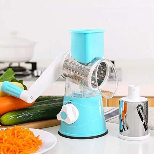 RONGJJJQ 3 En 1 Cortador De Verdura Rallador Multifunción Giratorio Manual para Cortar Verduras Y Frutas, Herramienta De Cocina, Blue