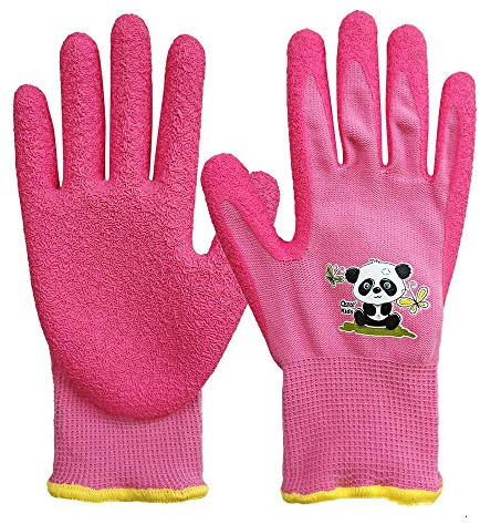 QEARSAFETY 1 paio 7-9 anni Guanti da giardino junior, ragazza rosa, fai da te, all'aperto, fodera a maglia, lattice gomma rivestita (7-9 anni rosa)