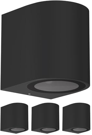 ledscom.de 4x Wandleuchte ALSE für außen, IP54, Downlight, schwarz matt, rund, 1x GU10 max. 35W