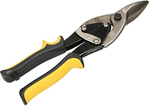 KOTARBAU® Blechschere zum Schneiden von Blechen und Profilen Gerade Gelb 250 mm aus CrV-Stahl Durchlaufblechscheren gebogener Griff Verriegelungsmechanismus