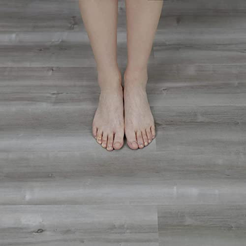 Adesivo per pavimento in vinile, autoadesivo, in vinile, effetto legno, impermeabile, resistente all'usura, per cucina, soggiorno, bagno, grigio, legno, 15 x 90 cm, 40 pezzi