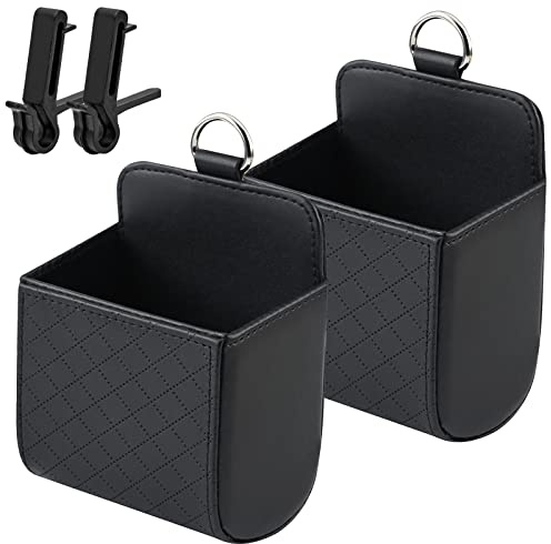 Bakiauli Organizador Coche, 2 piezas Caja de Almacenamiento del Coche, Bote de Basura portátil, Caja de Almacenamiento Colgante(Negro)