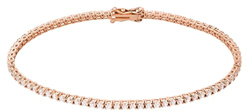 Ardeo Aurum Damen Armband aus 375 Gold Roségold mit Zirkonia Tennisarmband 2,0 mm Breite und 19 cm Länge mit Sicherheitsverschluss
