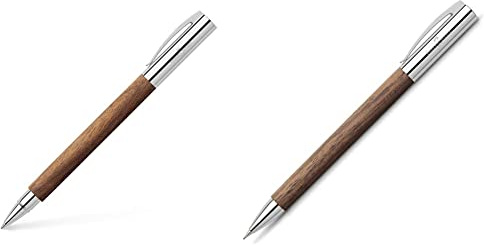 Faber-Castell 148585 - Tintenroller Ambition, Nussbaum, 1 Stück & 138531 - Drehbleistift AMBITION, Nussbaum, 1 Stück, Walnut